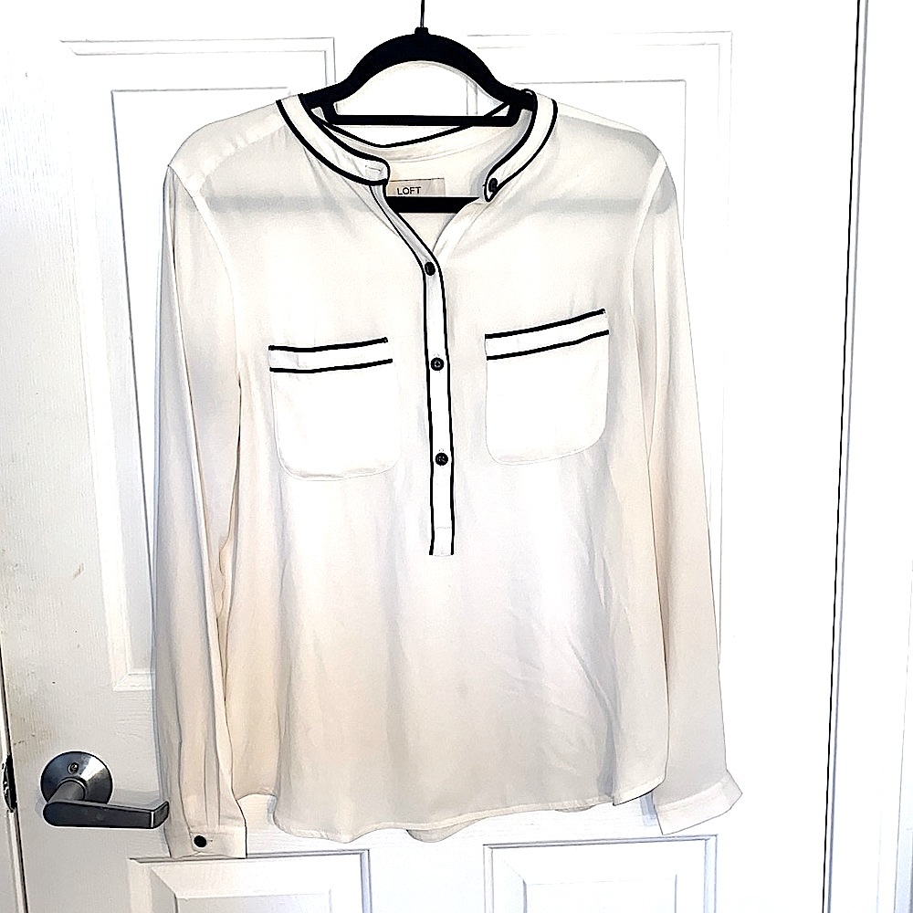 LOFT Sheer White Blouse
